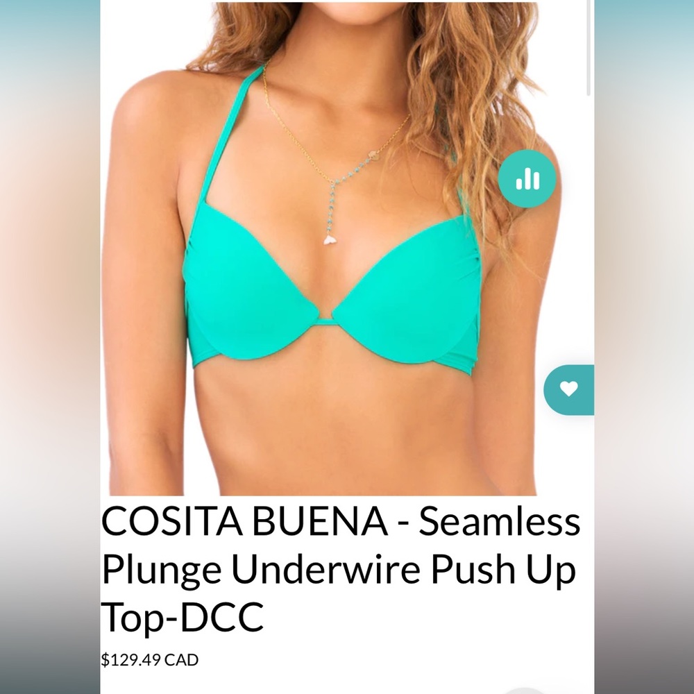 NWT Luli Fama mermaid crossing costa buena seamless plunge bikini top size large